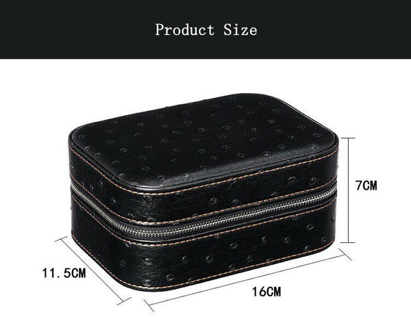 LEATHER- BOX -WITH -OSTRICH -MOTIF- 2- WATCHES - Watchbox -Store