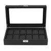 MENS WATCH BOX BLACK - BLACK CARBON FIBER - 12 WATCHES