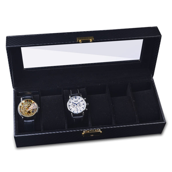 UHRENBOX -BLACK -CARBON- ELEGANCE- 6 -UHREN -Watchbox Store