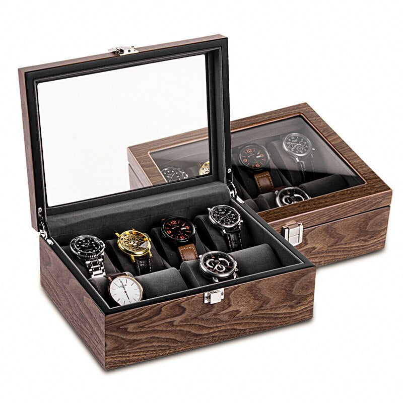 MENS WOODEN WATCH BOX - 8 WATCHES - 8 Slots 1