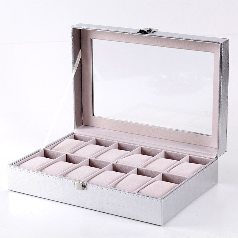 WATCH BOX FOR WOMEN WOOD 12 WATCHES WHITESILVER Watchbox