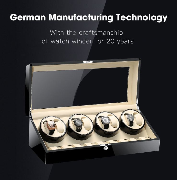 WATCH WINDER BOX BLACK WOOD WATCH WINDER AUTOMATIC VERTICAL 17 WATCHES ...