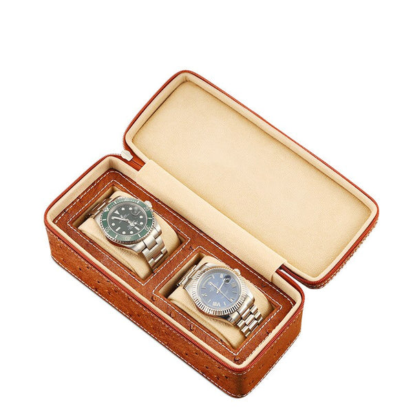 WATCH BOX OSTRICH LEATHER 2 WATCHES