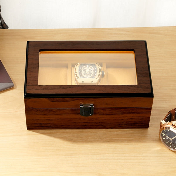 WATCH BOX WATCHES WOOD SLOTS Red