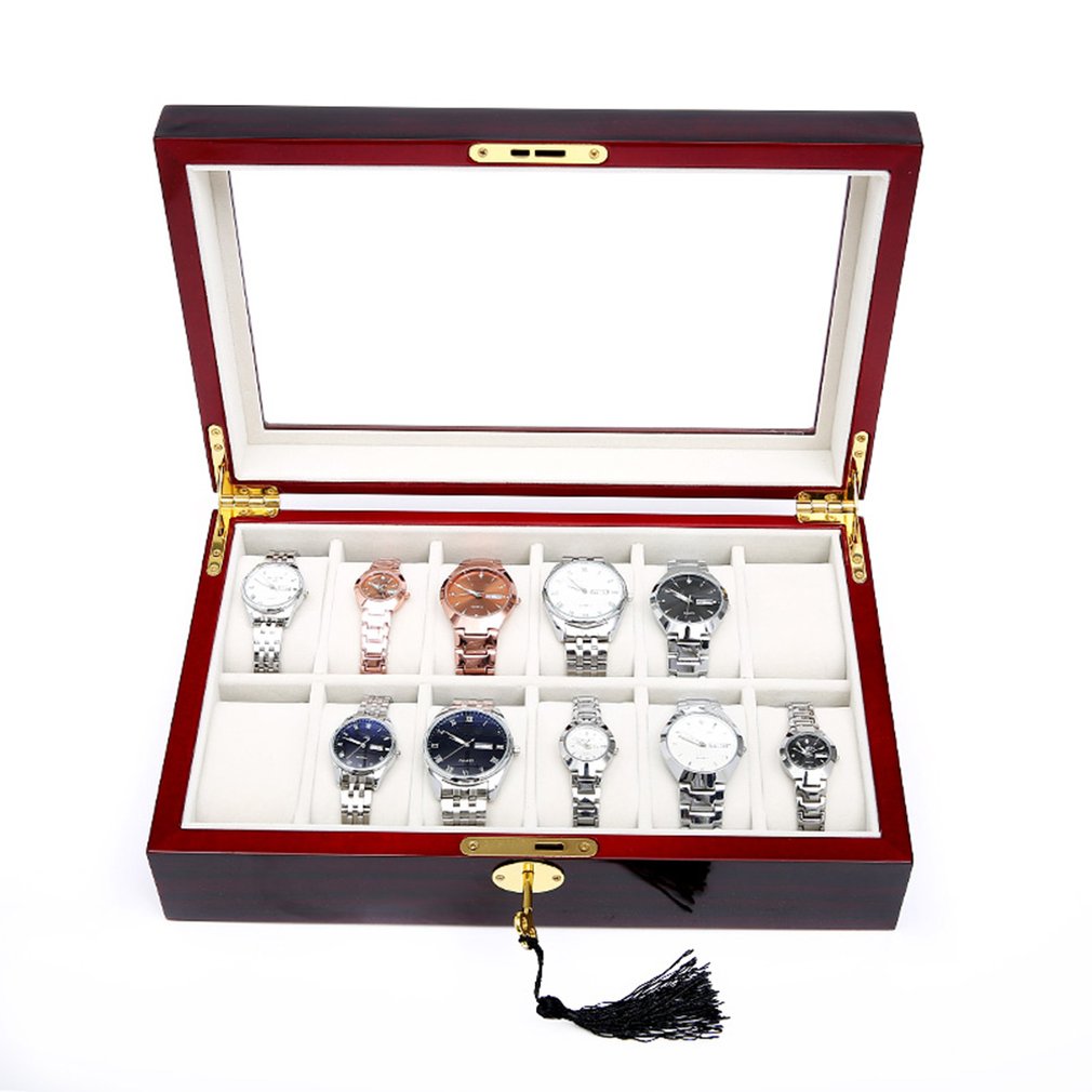 WOODEN -WATCH -BOX, INSIDE- WHITE- SUEDE -12- WATCHES - Watchbox -Store ...