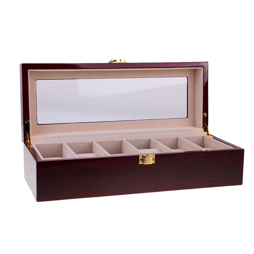 RED -WOOD- WATCH -BOX -6 -WATCHES - Watchbox- Store – Watchbox Store