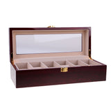 RED -WOOD- WATCH -BOX -6 -WATCHES - Watchbox- Store