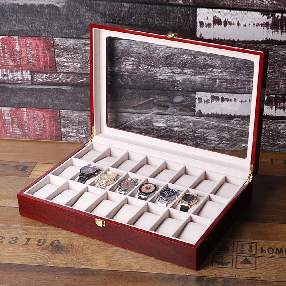 WOODEN -WATCH -BOX- RED - 24- WATCHES - Watchbox- Store – Watchbox Store