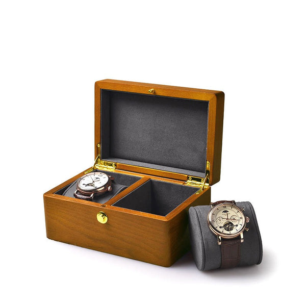 MENS- WATCH -BOX -SOLID -WOOD - 2 -WATCHES - Watchbox -Store