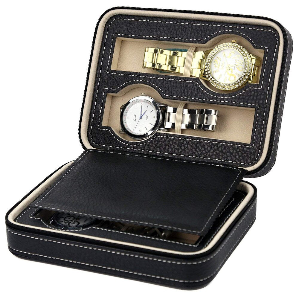 LEATHER- WATCH -CASE- FOR -4 -WATCHES - Watchbox- Store – Watchbox Store