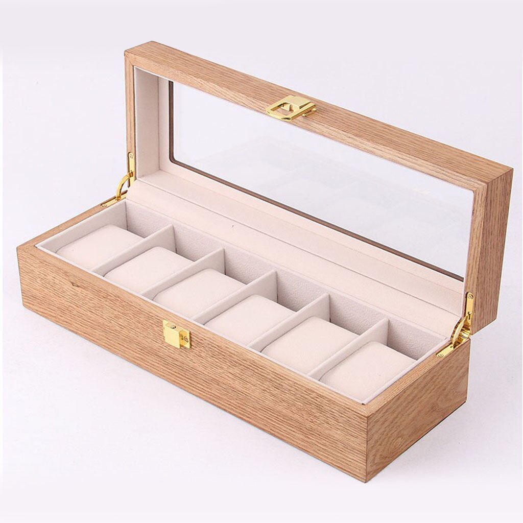 WOODEN- WATCH -BOX- WITH- LOCK- 6 -WATCHES - 6 -SLOTS - Watchbox- Store ...