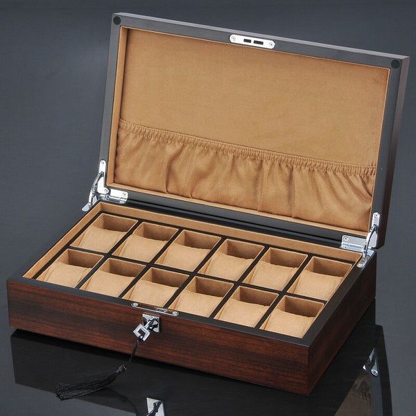 WATCH -BOX- REAL- WOOD - 12 -WATCHES - BRIGHT - Watchbox- Store