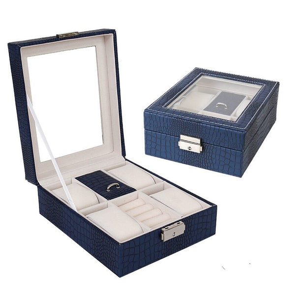 BOX- FOR -WATCHES & JEWELRY -CROCODILE - 2- WATCHES - Watchbox -Store