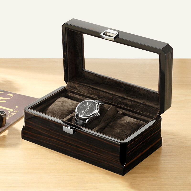 VINTAGE -WATCH -BOX- 3 -WATCHES -DARK -WOOD -3- SLOTS - Watchbox -Store ...
