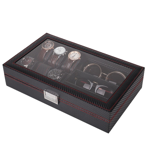 UHRENBOX- AND- EYEGLASSES -BOX -BLACK -CARBON- ELEGANCE- -UHREN