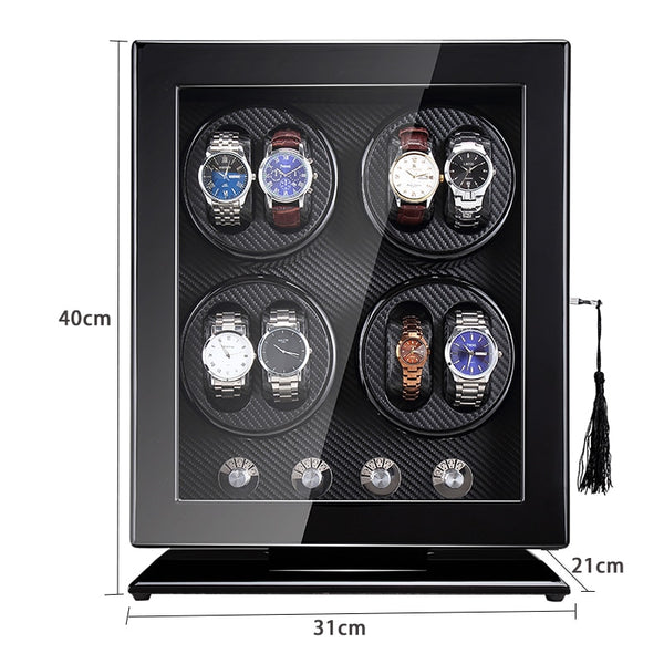 WATCH- WINDER -AUTOMATIC -WATCH- WOOD- LACQUERED -8 -WATCHES -LUX -BLACK - Watchbox- Store