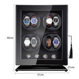 WATCH- WINDER -AUTOMATIC -WATCH- WOOD- LACQUERED -8 -WATCHES -LUX -BLACK - Watchbox- Store