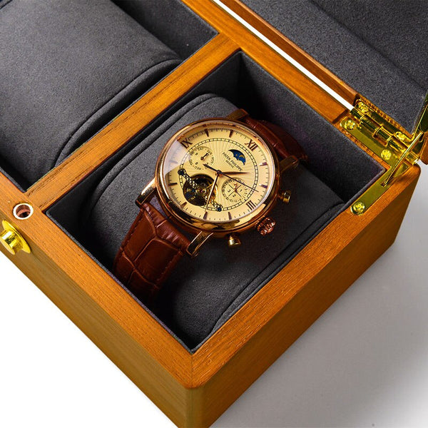 MENS- WATCH -BOX -SOLID -WOOD - 2 -WATCHES - Watchbox -Store