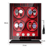 WATCH- WINDER -AUTOMATIC- WATCH- WOOD- LACQUERED -8 -WATCHES -LUX -RED - Watchbox -Store