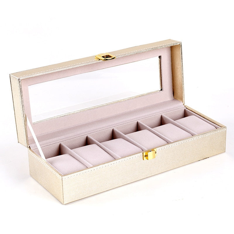 WATCH -BOX- LADIES -WOOD- 6 -WATCHES - GOLD - Watchbox- Store ...