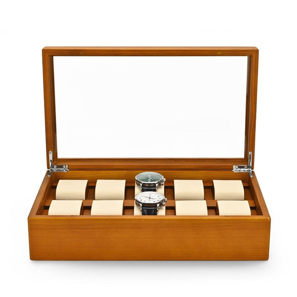 MEN AND WOMEN LUXURIUS WATCH BOX SOLID WOOD - 10 WATCHES