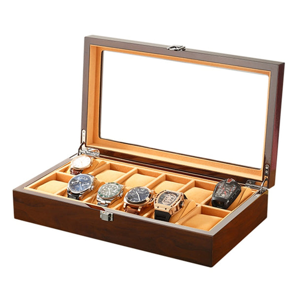 WATCH -CASE -NOBLE -WOOD - 12- WATCHES - BRIGHT - Watchbox- Store