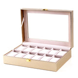 WATCH -BOX -FOR- WOMEN- WOOD- 12 -WATCHES - GOLD - PINK - Watchbox- Store