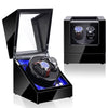 LED- WATCH -WINDER -AUTOMATIC -WOODEN -WATCH -2 -WATCHES - BLACK- CARBON - Watchbox -Store