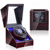 LED -WATCH -WINDER -AUTOMATIC- WOODEN- WATCH -2 -WATCHES - BROWN - Watchbox- Store