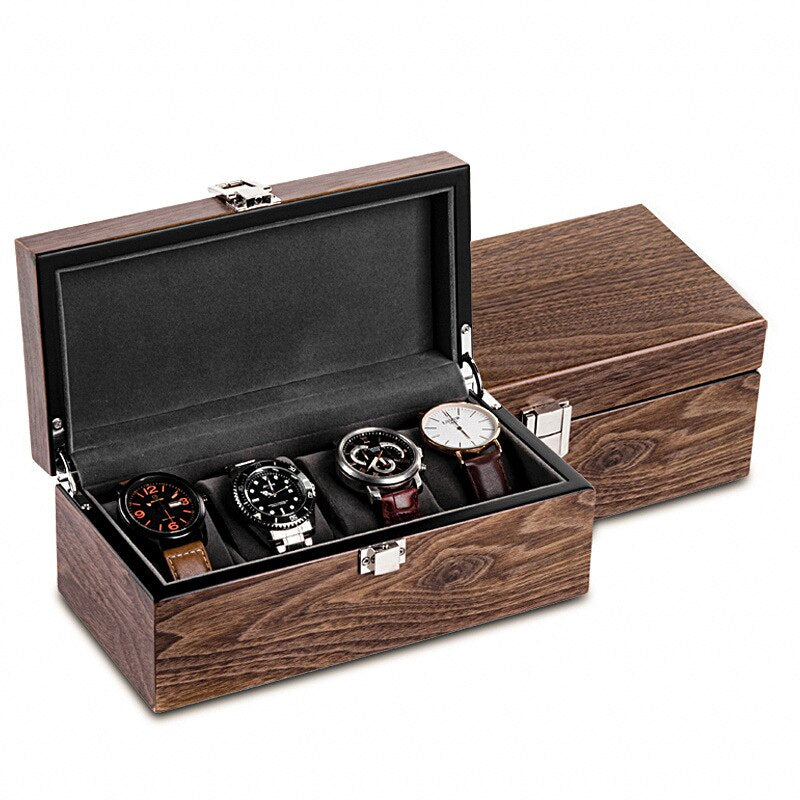 MENS WOODEN WATCH BOX - 4 WATCHES - 4 Slots