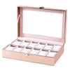 WATCH -BOX -FOR -WOMEN -WOOD -12 -WATCHES - PINK - Watchbox- Store