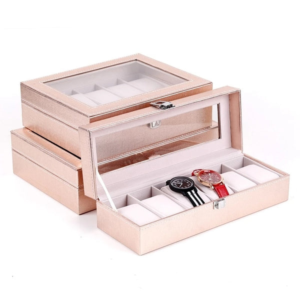 WATCH- BOX- FOR -WOMEN -WOOD -10 -WATCHES - PINK - Watchbox- Store