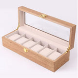 WOODEN- WATCH -BOX- WITH- LOCK- 6 -WATCHES - 6 -SLOTS - Watchbox- Store